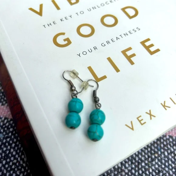 ๐ฅ Turquoise stone. 2 stone bead earrings. Real stones. - Picture 1 of 2